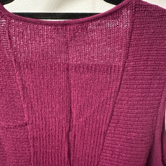 Eileen Fisher Burgundy Red 100% Wool Open-Front Tunic Vest Sweater Cardigan XS - Picture 6 of 10